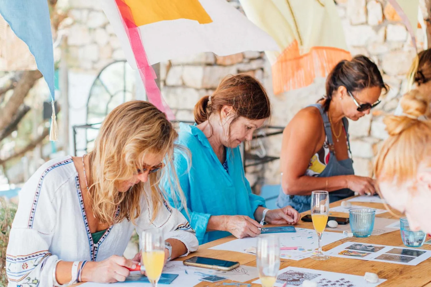 A relaxed group drawing session outdoors